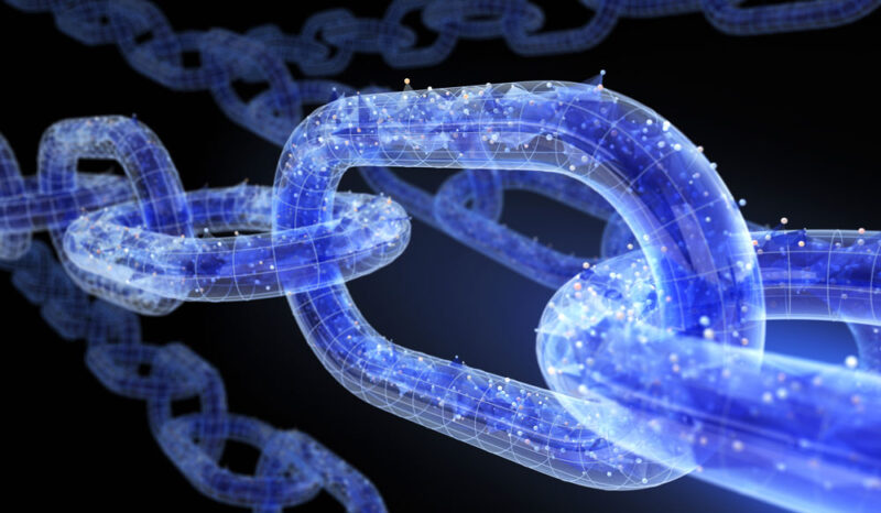 Symbolische Darstellung der Blockchain als Kette Symbolische Darstellung der Blockchain als Kette