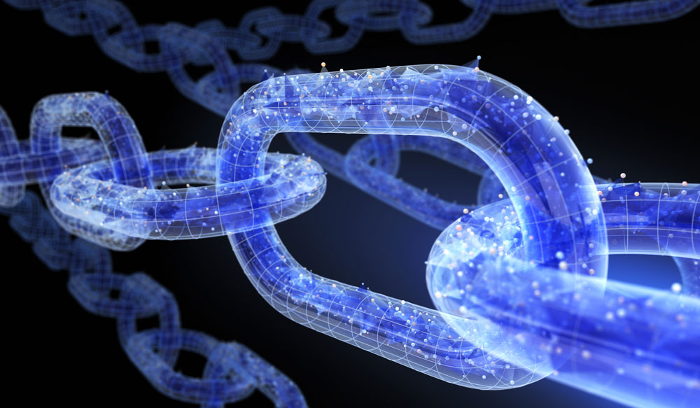 Symbolische Darstellung der Blockchain als Kette